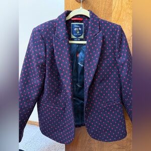 Boden blue and red polka dot wool blazer